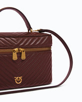 Medium beauty case with shoulder strap in chevron nappa -  | Pinko