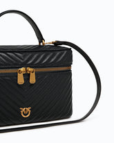 Medium beauty case with shoulder strap in chevron nappa -  | Pinko