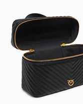Medium beauty case with shoulder strap in chevron nappa -  | Pinko