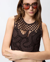 Abito midi senza maniche in crochet geometrico -  | Pinko