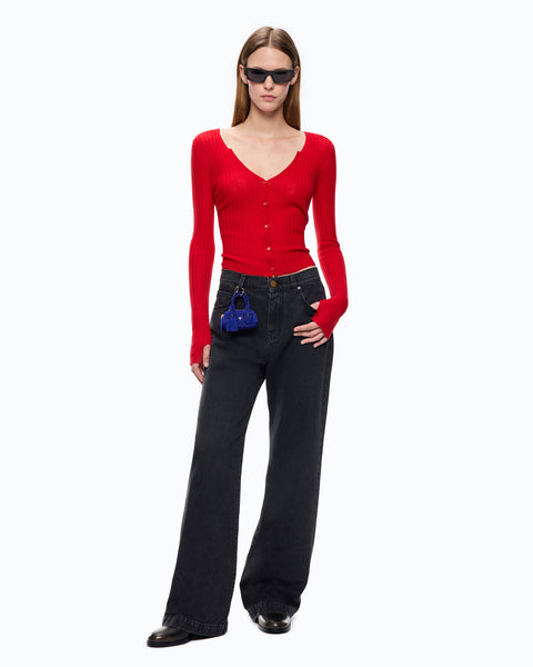 Jeans wide leg a doppio indosso