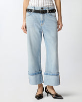 Jeans cropped con cintura in pelle -  | Pinko
