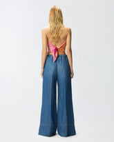 Pantaloni ampi in denim di misto lino -  | Pinko