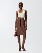 Slim-fitting calf-length skirt with belt -  | Pinko