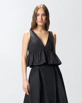 Crop top with ruffle and ties -  | Pinko