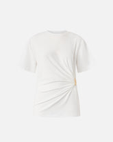 T-shirt con drappeggio e dettaglio dorato -  | Pinko