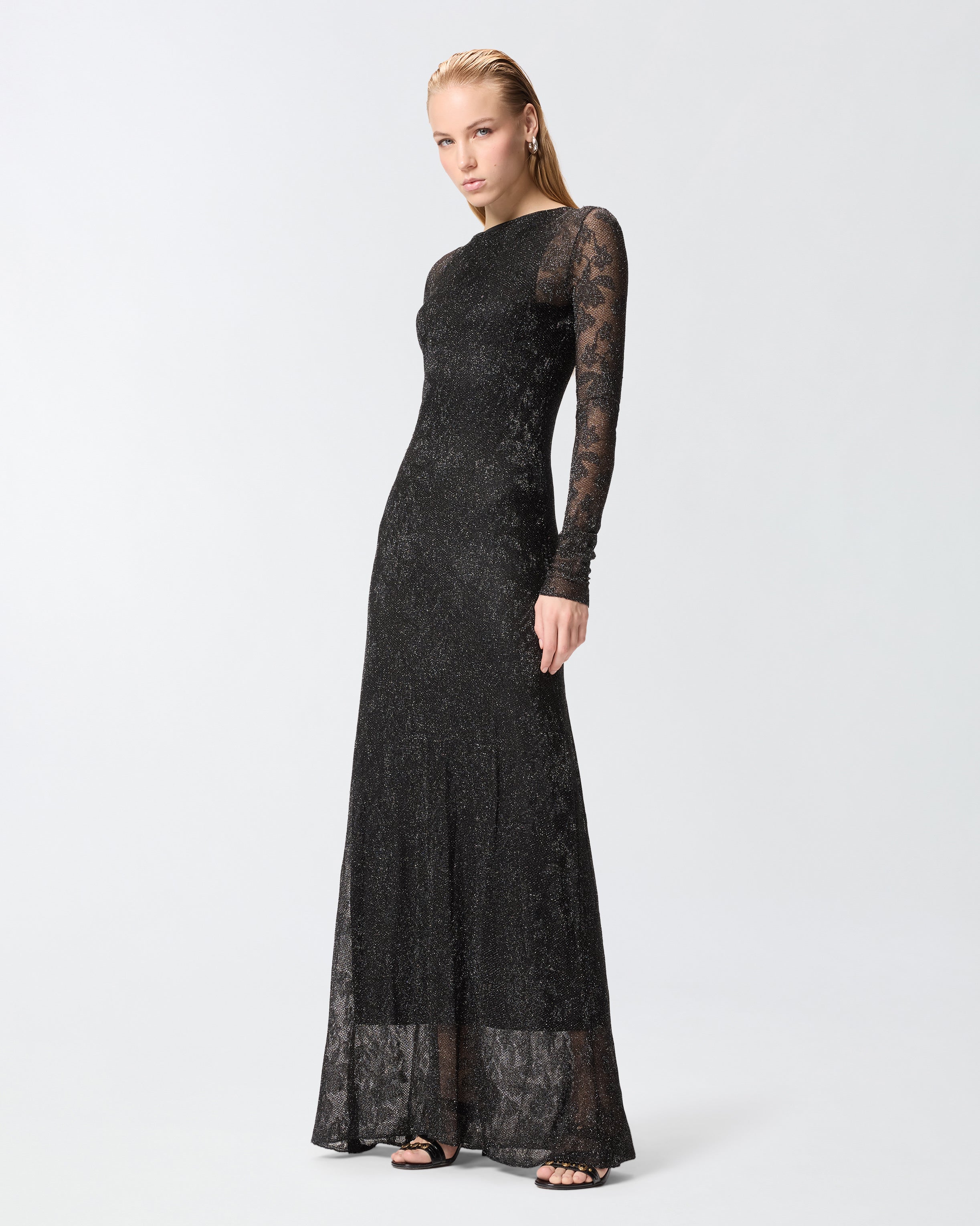 pinko lace dress Floral lace dress with plunging rear neckline