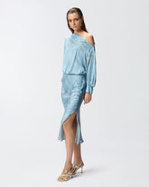 Fluid midi dress with placed jewel print -  | Pinko