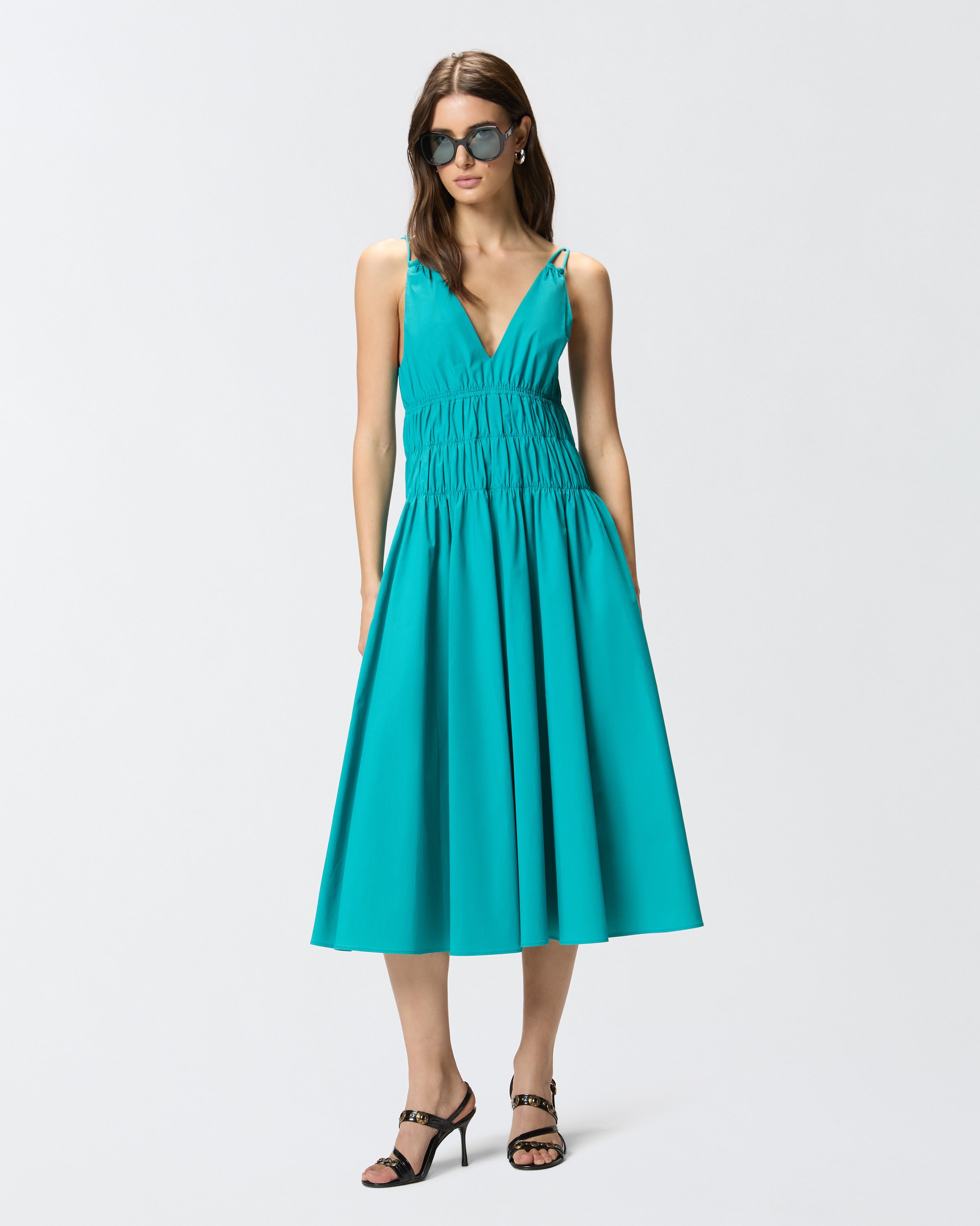 pinko dress green Pinko Belted Mini Shirt Dress