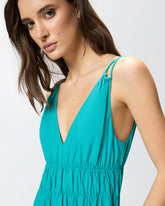 Abito midi smanicato con pieghe e arricci -  | Pinko