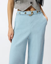 Pantaloni in misto lino con cintura -  | Pinko