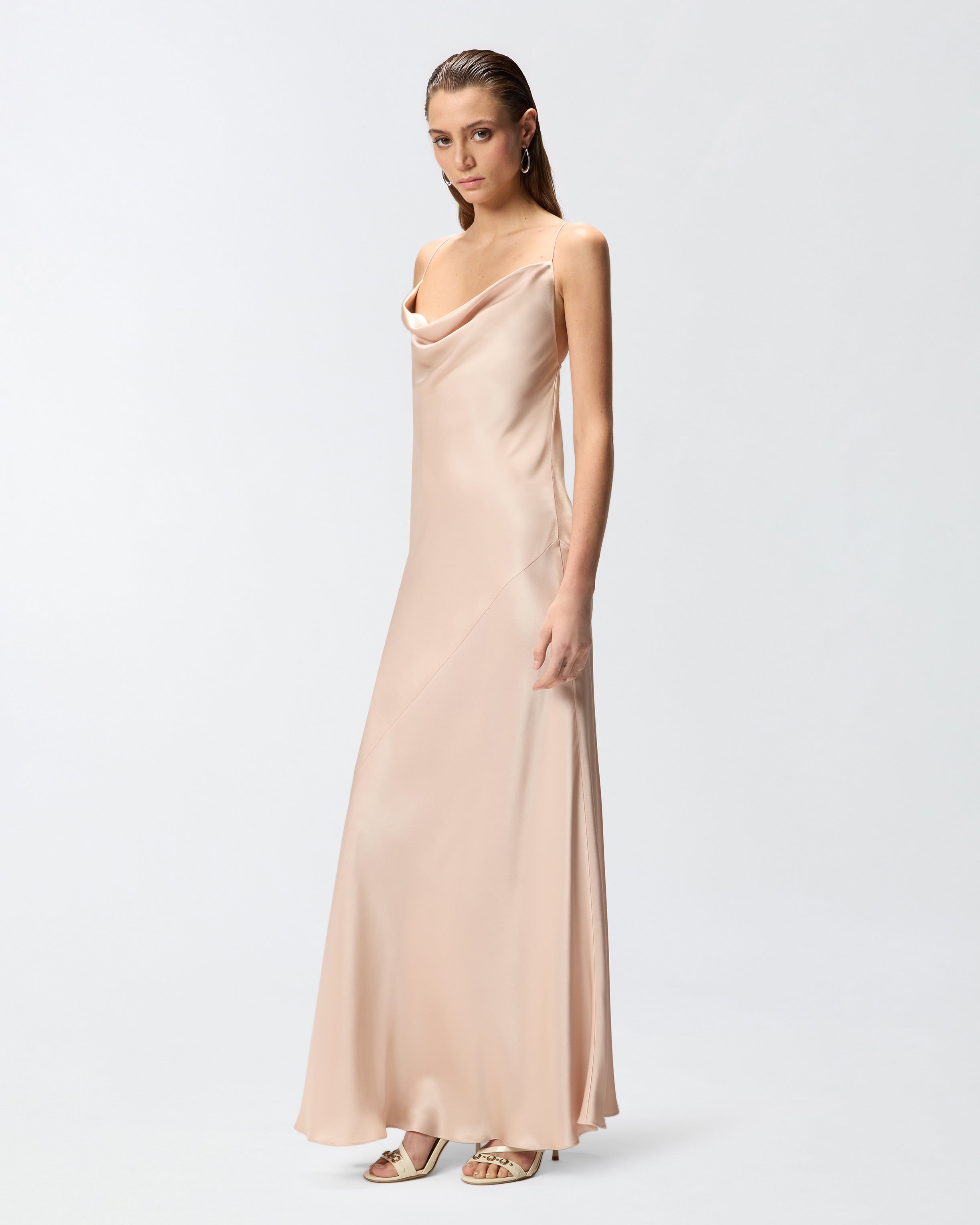 Long slip dress in satin