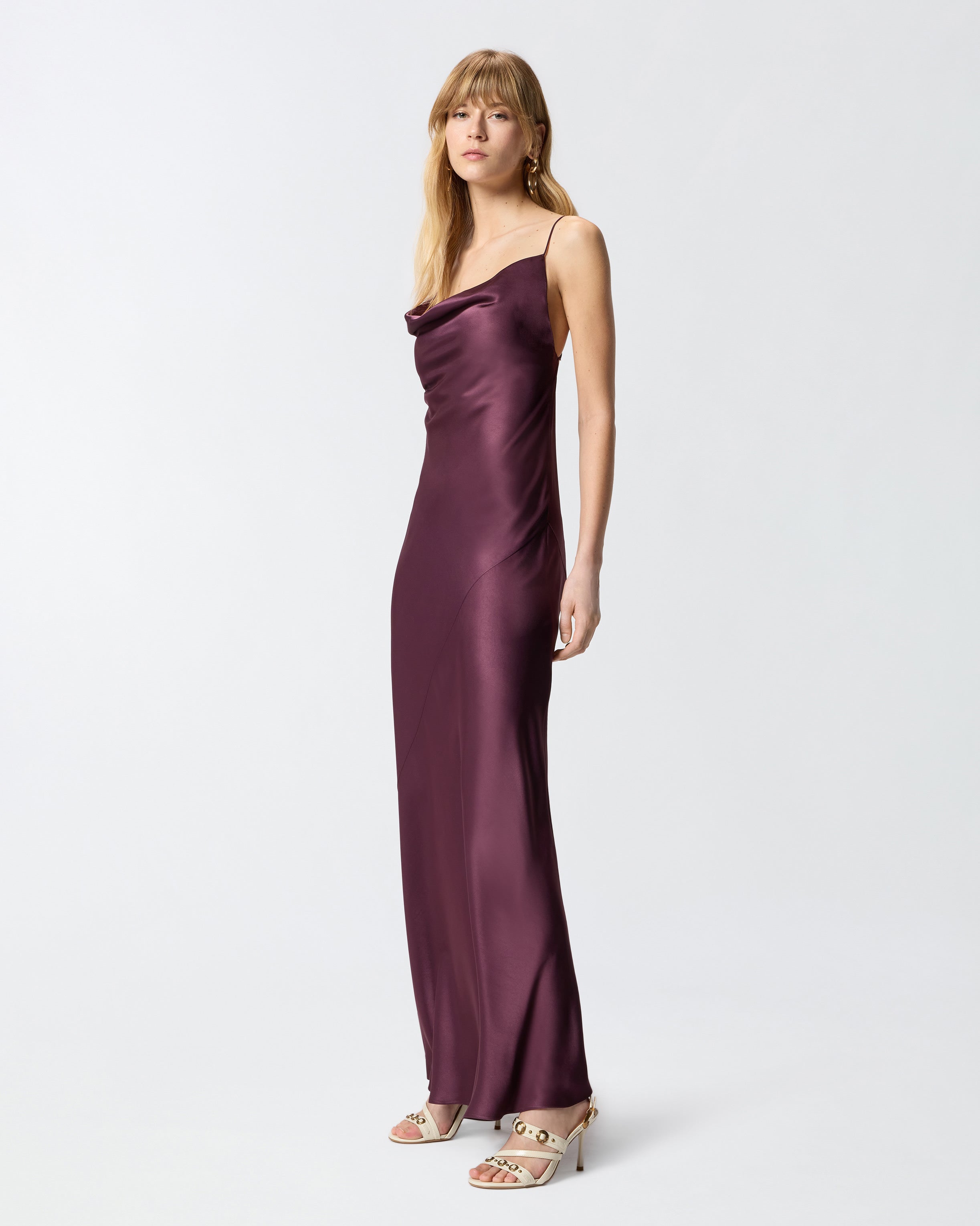 Long slip dress in satin