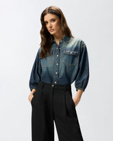 Denim shirt with balloon sleeves -  | Pinko