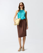 Top in satin con scollo all'americana -  | Pinko