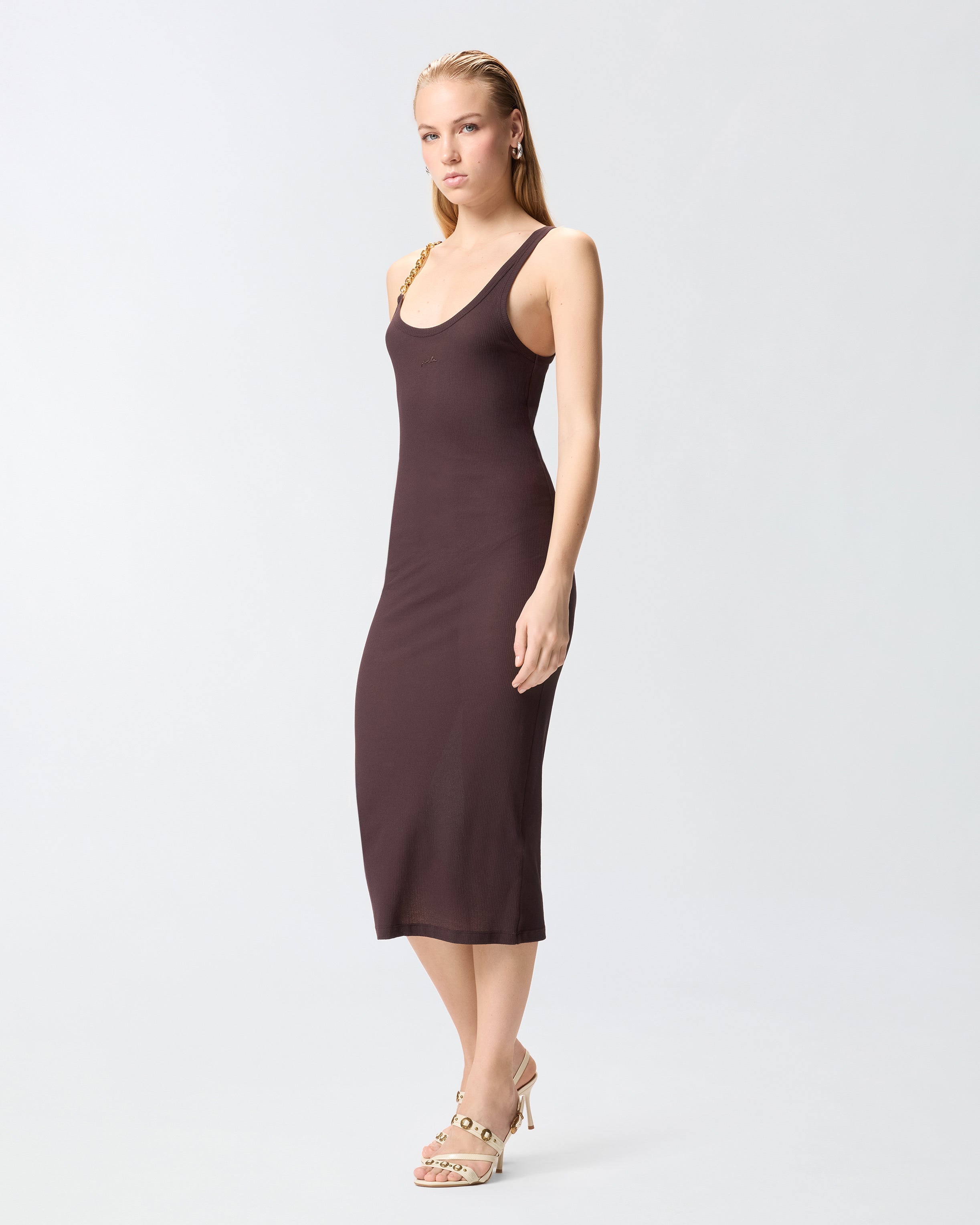 Slim-fit midi dress with jewel strap | Pinko Slim-fit midi dress with jewel strap | Pinko