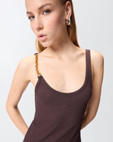 Slim-fit midi dress with jewel strap -  | Pinko