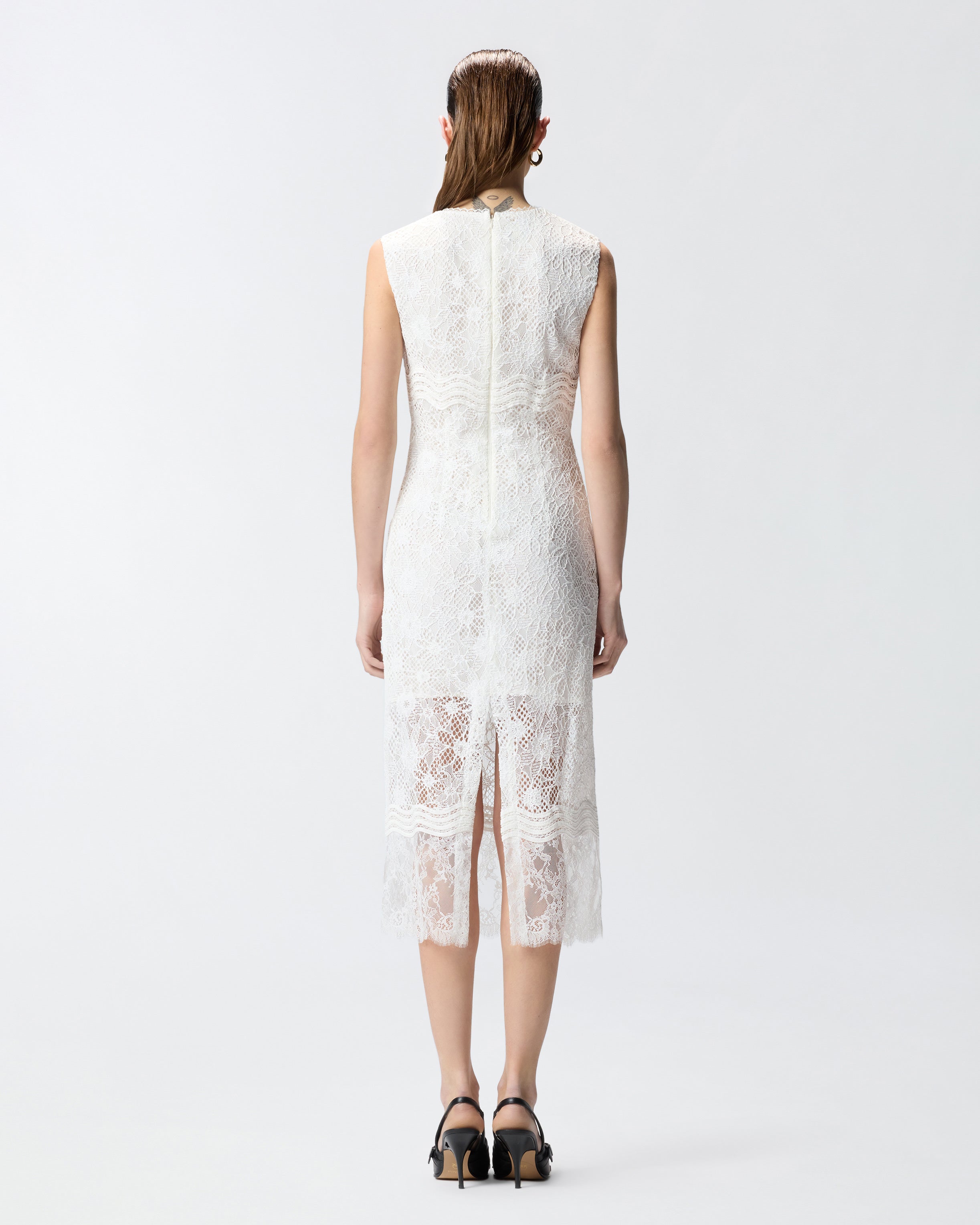 pinko open back sleeveless midi dress Sleeveless midi dress in floral jacquard with belt