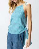 Striped top with thin shoulder straps and bows -  | Pinko