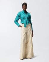 Striped cropped shirt with bow -  | Pinko