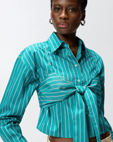 Striped cropped shirt with bow -  | Pinko