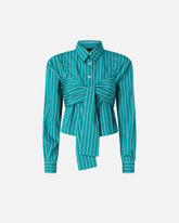 Striped cropped shirt with bow -  | Pinko