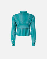 Striped cropped shirt with bow -  | Pinko