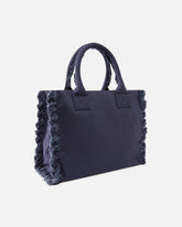 Borsa shopper media Beach in canvas con logo e dettagli sfrangiati -  | Pinko