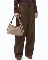 Keeper Bag medium shoulder bag in new biker leather - Beige | Pinko