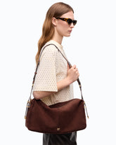 Keeper Bag large shoulder bag in spray-effect suede -  | Pinko
