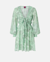 Krótka sukienka z nadrukiem w róże i z kokardą -  | Pinko