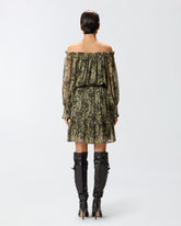 Vestito corto off-shoulders con stampa cachemire -  | Pinko