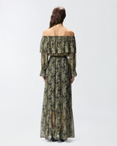 Vestito lungo off-shoulders con stampa cachemire -  | Pinko