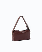 Medium crossbody Boston bag in new biker leather - Dark Red | Pinko