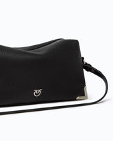 Medium crossbody Boston bag in full-grain leather - Black | Pinko