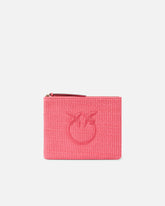 Pochette en raphia avec logo Love Birds - Pink Pinko | Pinko
