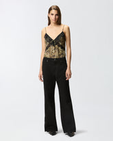 Top con stampa cachemire e pizzo -  | Pinko