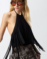 Top con scollo all'americana e frange -  | Pinko