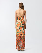 Long dress with fringing and Botanic Garden print -  | Pinko