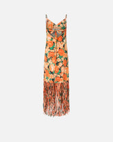 Long dress with fringing and Botanic Garden print -  | Pinko