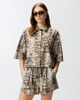 Cropped-Bluse mit Print Details aus Metall -  | Pinko