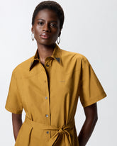 Long shirt dress with fringing and metallic details -  | Pinko