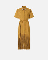 Long shirt dress with fringing and metallic details -  | Pinko