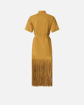 Long shirt dress with fringing and metallic details -  | Pinko