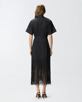 Abito chemisier lungo con frange e dettagli metallici -  | Pinko