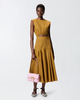 Sleeveless midi dress with pleats and cut-out -  | Pinko