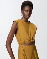 Robe midi plissée sans manches à découpe -  | Pinko