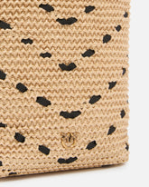 Borsa a tracolla piccola Bucket Mini in rafia con motivo chevron -  | Pinko