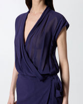 Abito corto a portafoglio con trasparenze -  | Pinko