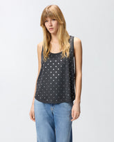 Mesh vest top with mirror detail - Dark Grey | Pinko
